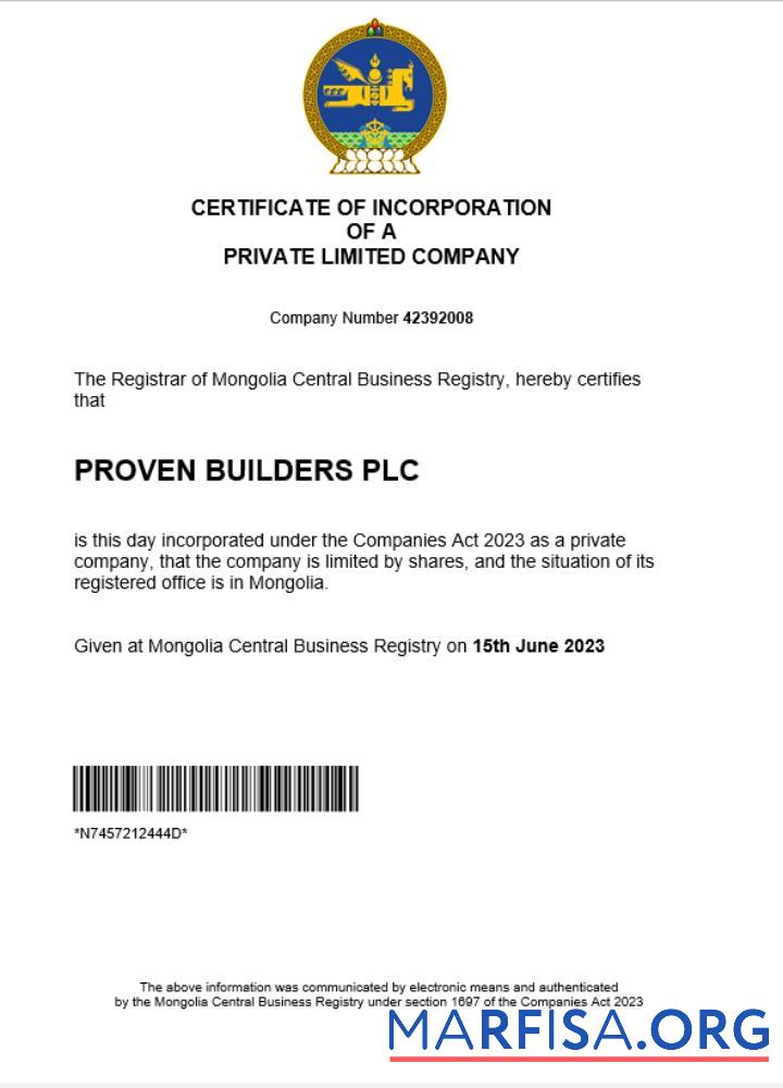 Realistic Mongolia business registration certificate Word and PDF template